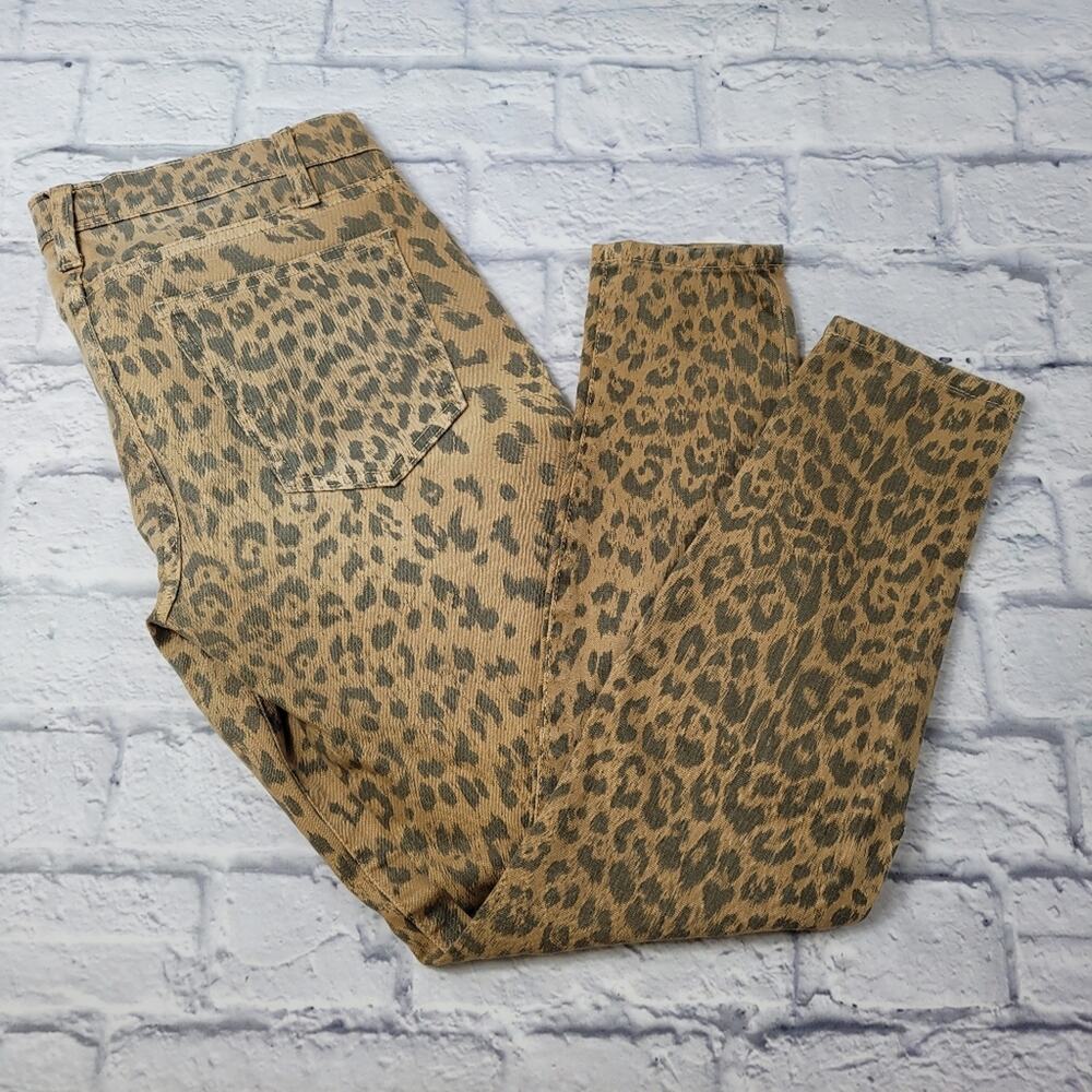 Current/Elliott The Stiletto Camel Leopard Skinny Leg Jeans Mob Wife size 27